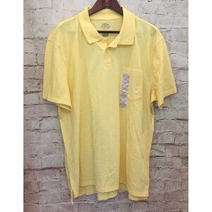 St. Johns Bay Mens Polo Shirt Yellow Short Sleeve Cotton Polyester Size XL NEW